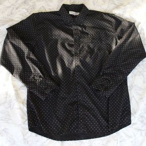 Black polka dot button up
